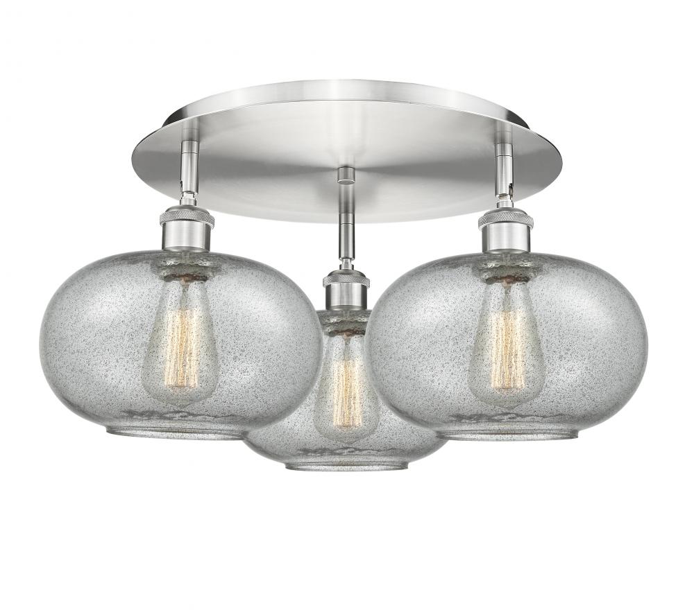 Gorham - 3 Light - 21 inch - Satin Nickel - Semi-Flush Mount