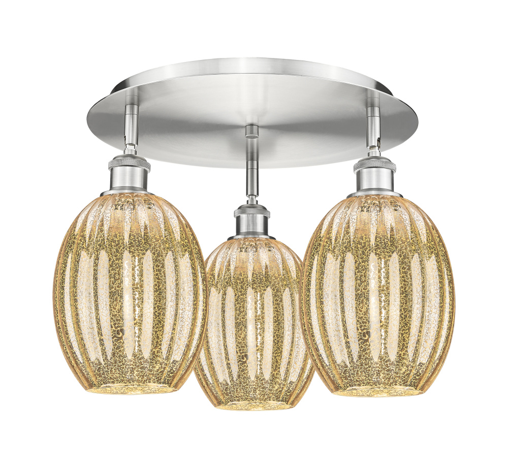 Preston Bulb - 3 Light - 18 inch - Satin Nickel - Semi-Flush Mount