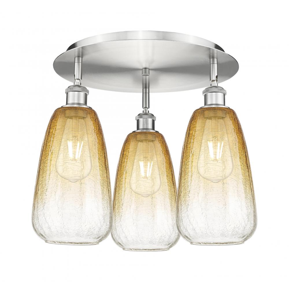 Brookhaven Almond - 3 Light - 18 inch - Satin Nickel - Semi-Flush Mount