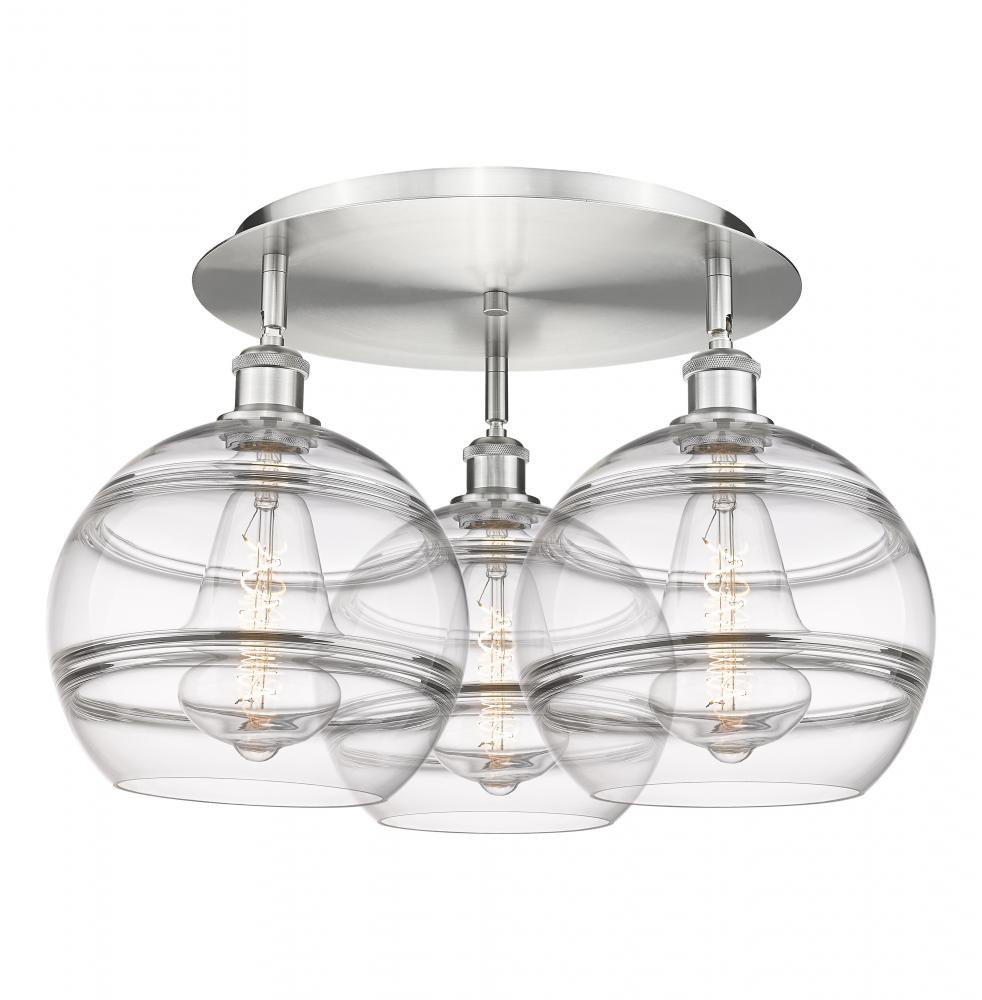 Rochester - 3 Light - 22 inch - Satin Nickel - Semi-Flush Mount