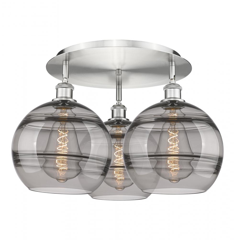 Rochester - 3 Light - 22 inch - Satin Nickel - Semi-Flush Mount