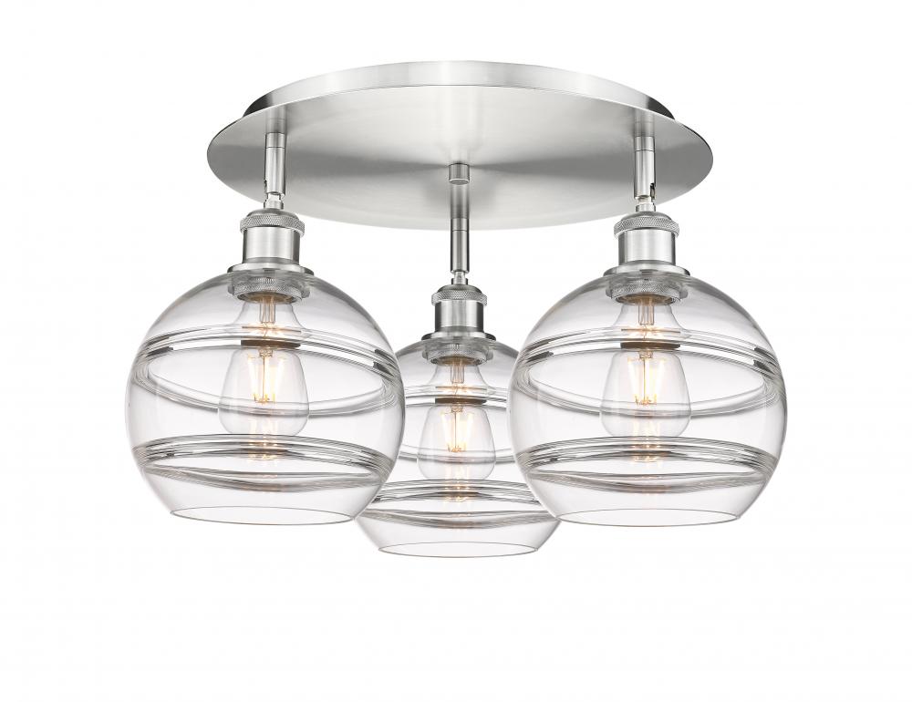 Rochester - 3 Light - 20 inch - Satin Nickel - Semi-Flush Mount