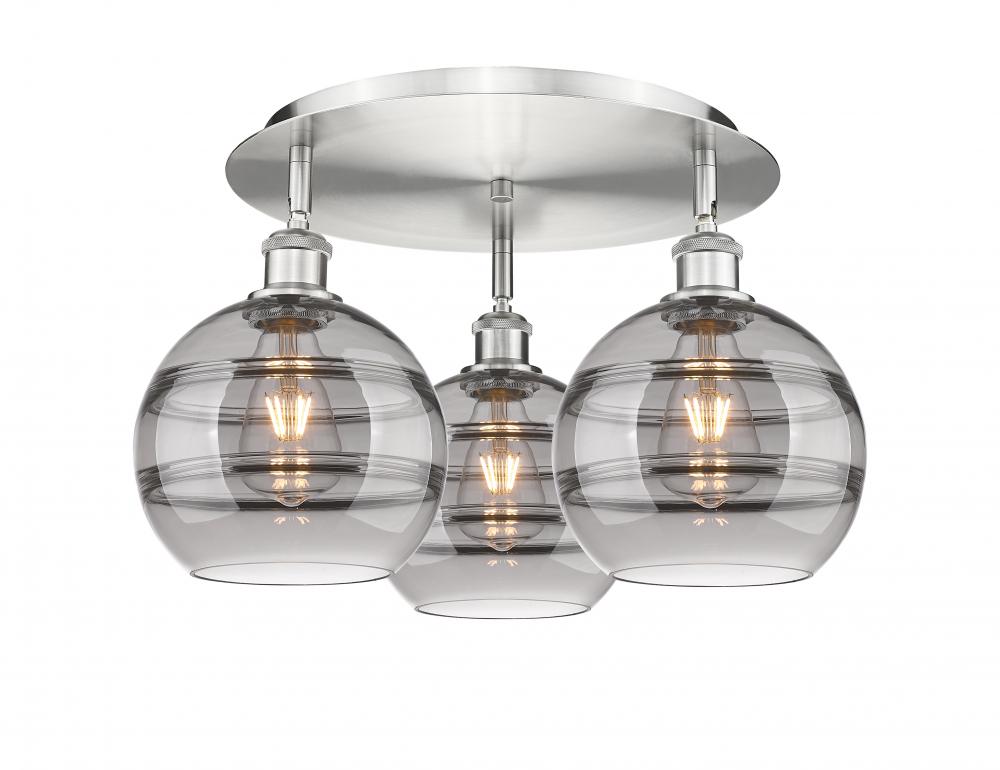 Rochester - 3 Light - 20 inch - Satin Nickel - Semi-Flush Mount
