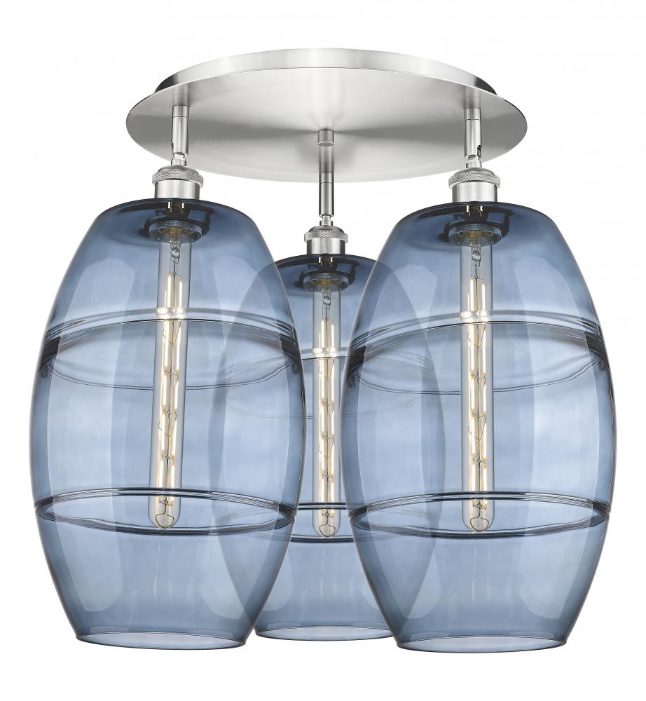 Vaz - 3 Light - 22 inch - Satin Nickel - Semi-Flush Mount