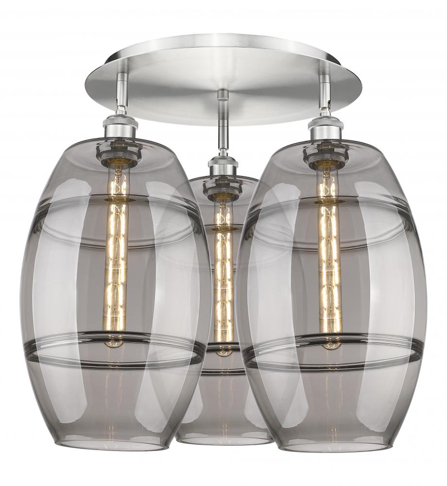 Vaz - 3 Light - 22 inch - Satin Nickel - Semi-Flush Mount