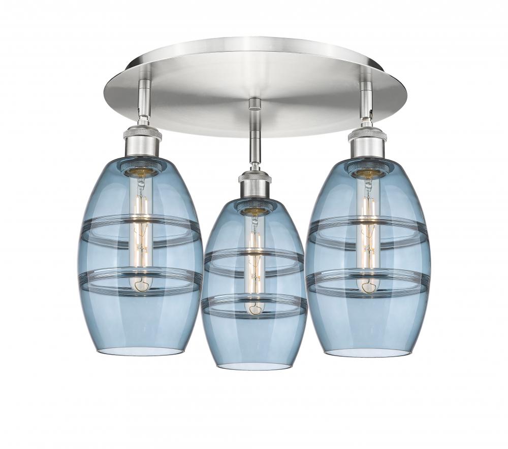 Vaz - 3 Light - 18 inch - Satin Nickel - Semi-Flush Mount