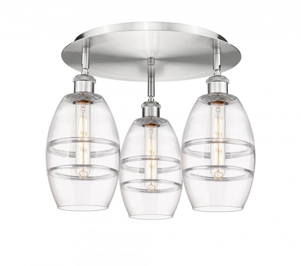 Vaz - 3 Light - 18 inch - Satin Nickel - Semi-Flush Mount