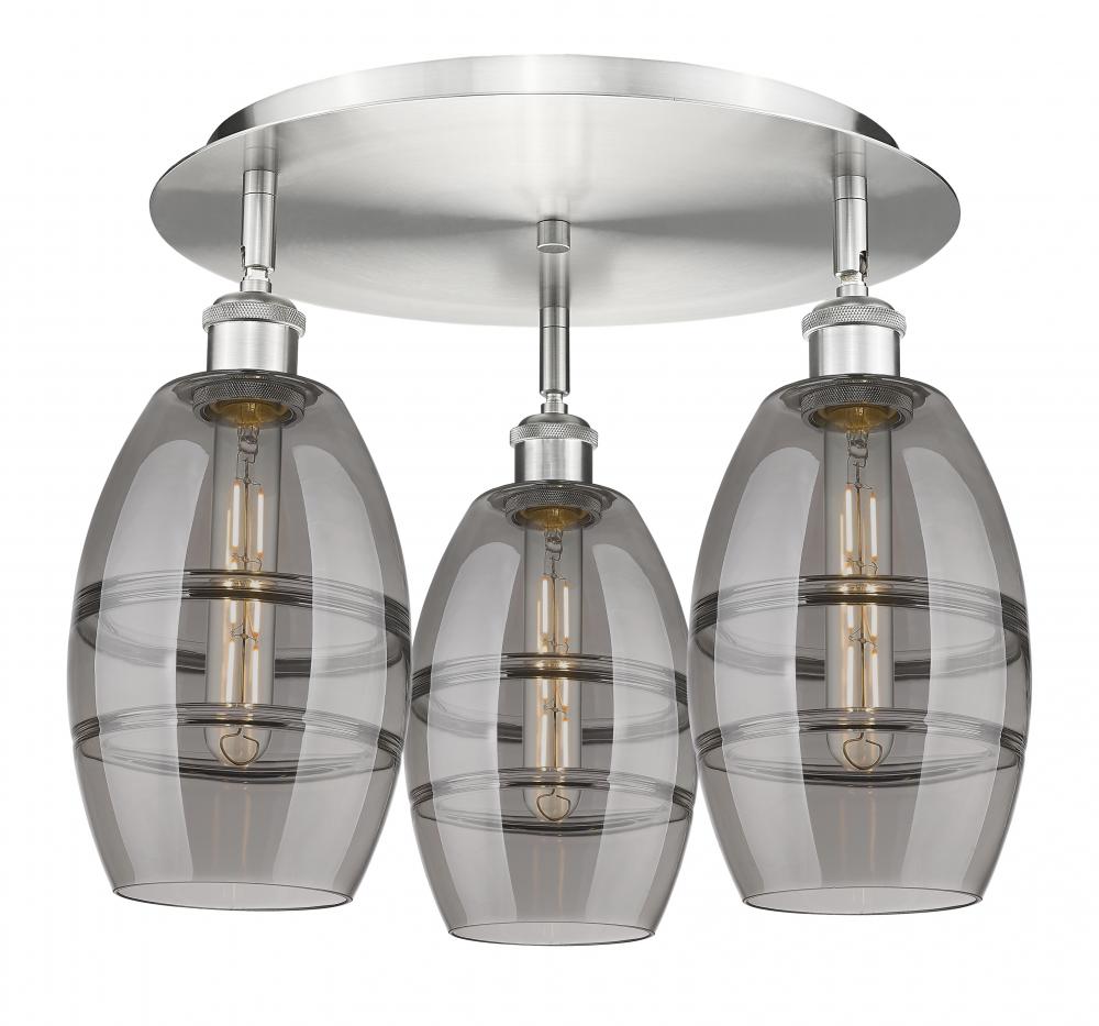 Vaz - 3 Light - 18 inch - Satin Nickel - Semi-Flush Mount
