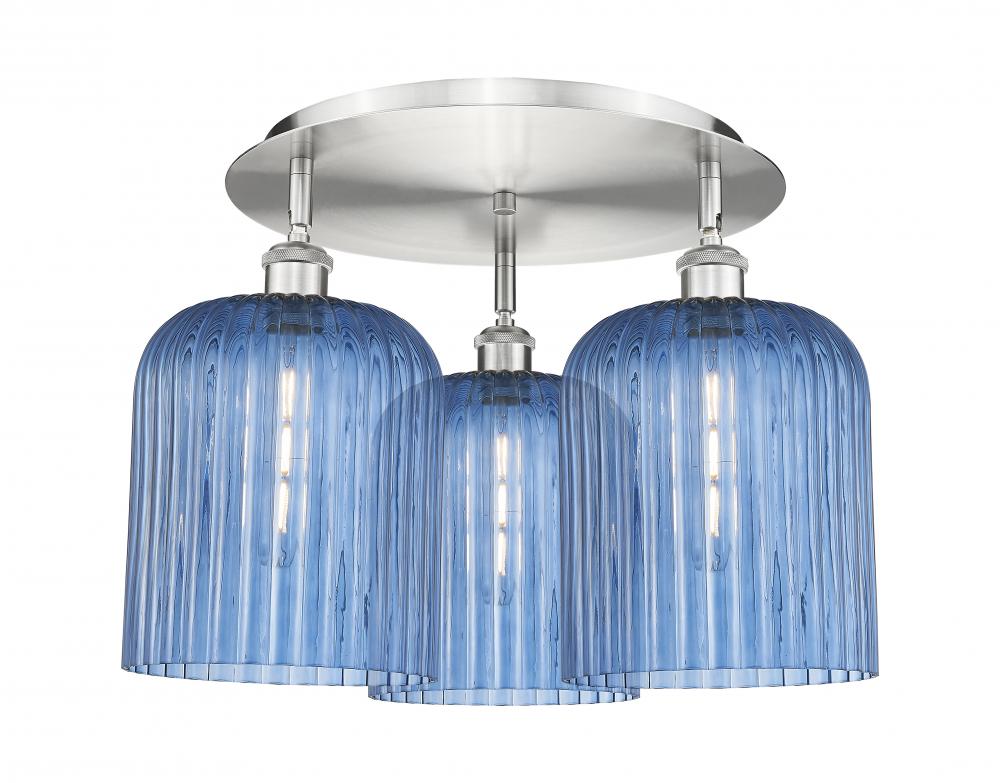 Bridal Veil - 3 Light - 17 inch - Satin Nickel - Semi-Flush Mount