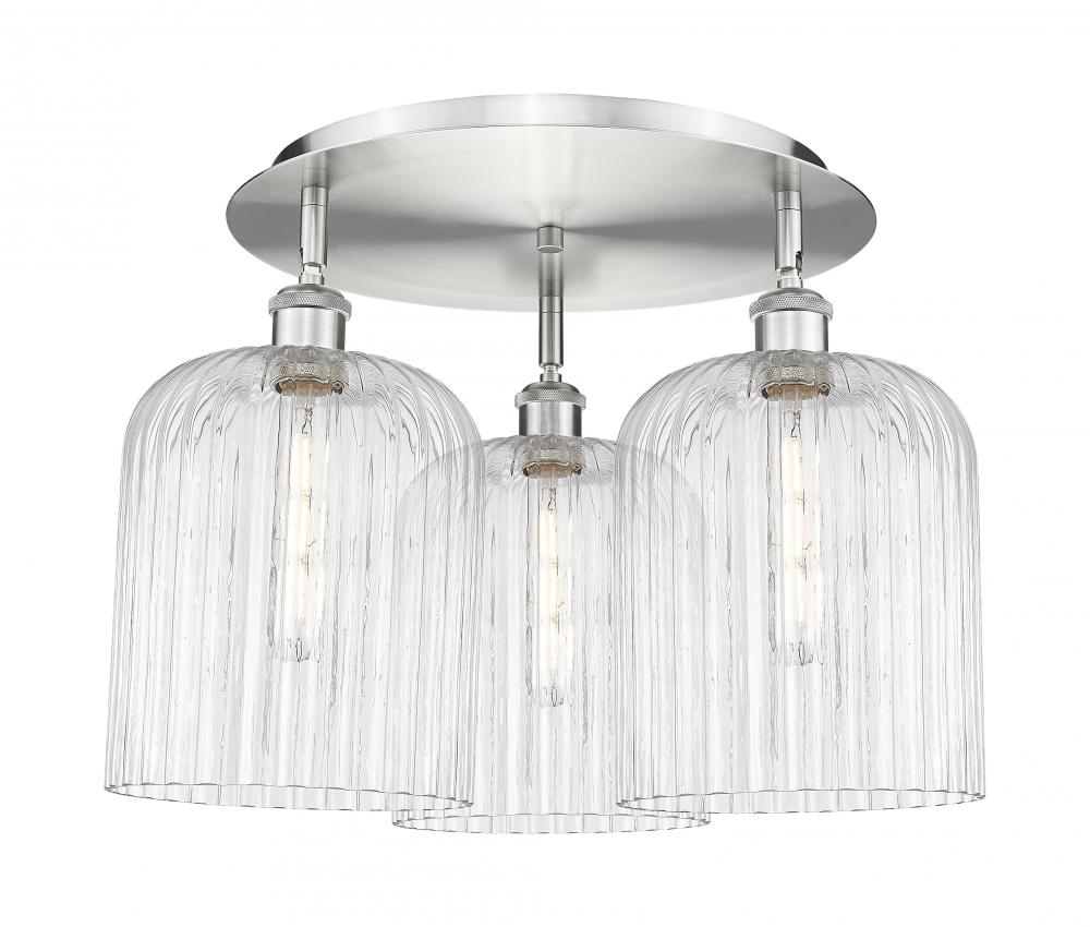 Bridal Veil - 3 Light - 17 inch - Satin Nickel - Semi-Flush Mount