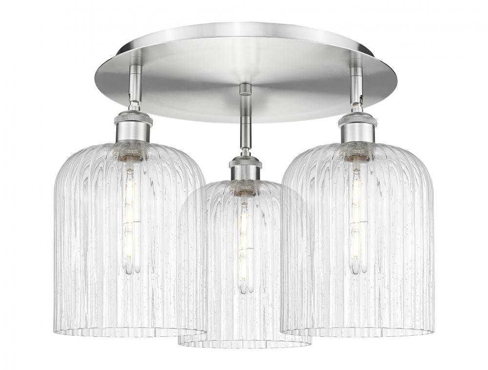 Bridal Veil - 3 Light - 17 inch - Satin Nickel - Semi-Flush Mount