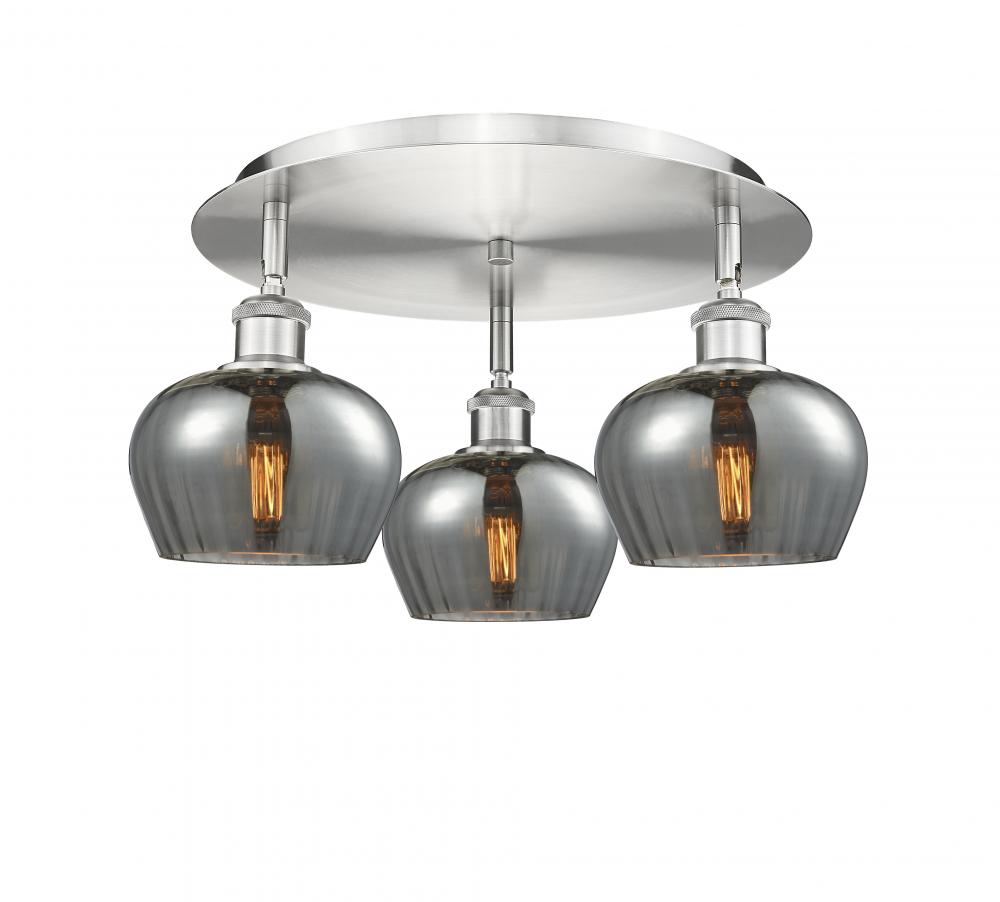 Fenton - 3 Light - 18 inch - Satin Nickel - Semi-Flush Mount