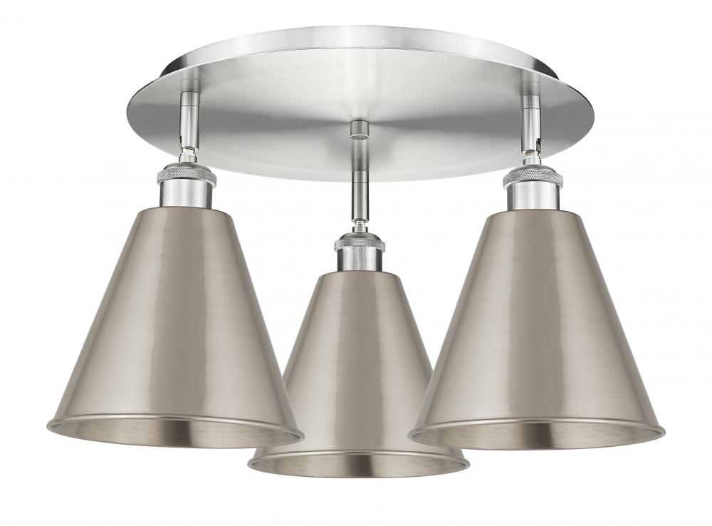 Berkshire - 3 Light - 20 inch - Satin Nickel - Semi-Flush Mount