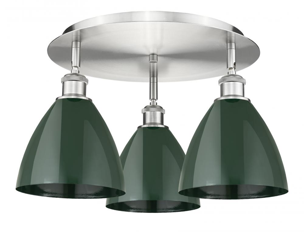 Plymouth - 3 Light - 19 inch - Satin Nickel - Semi-Flush Mount