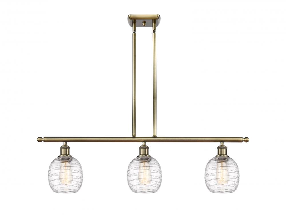 Belfast - 3 Light - 36 inch - Antique Brass - Stem hung - Island Light