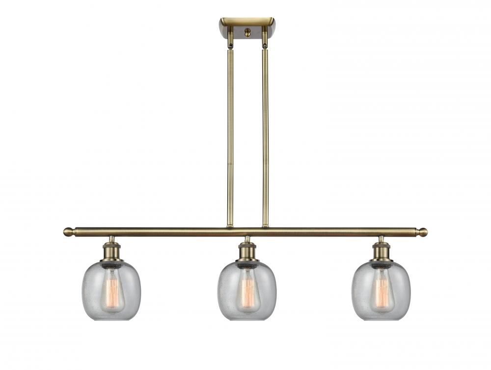 Belfast - 3 Light - 36 inch - Antique Brass - Stem hung - Island Light