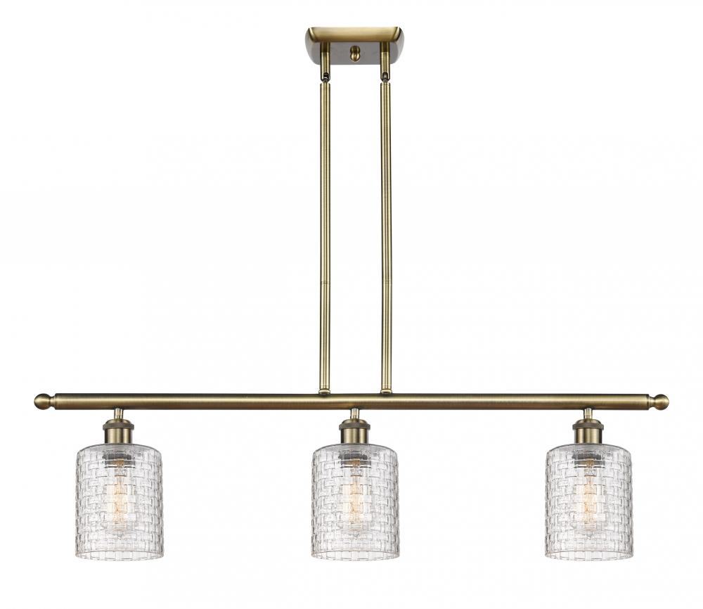 Cobbleskill - 3 Light - 36 inch - Antique Brass - Stem hung - Island Light