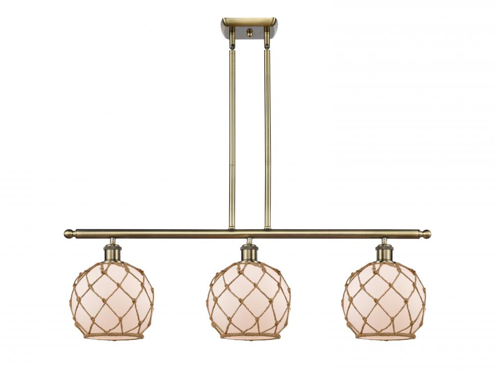 Farmhouse Rope - 3 Light - 36 inch - Antique Brass - Stem hung - Island Light