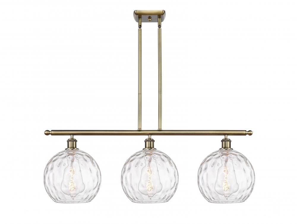 Athens Water Glass - 3 Light - 37 inch - Antique Brass - Stem hung - Island Light
