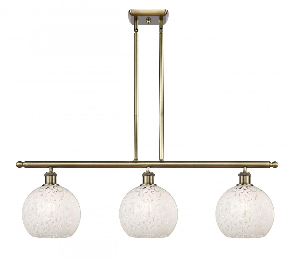 White Mouchette - 3 Light - 36 inch - Antique Brass - Stem Hung - Island Light