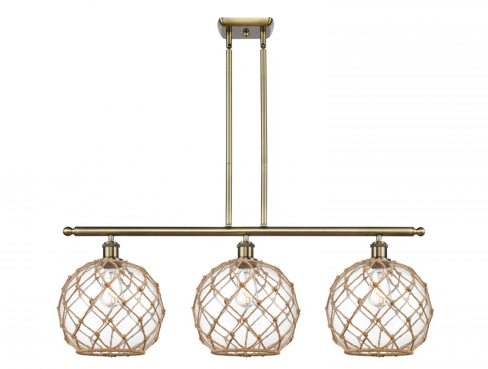 Farmhouse Rope - 3 Light - 37 inch - Antique Brass - Stem hung - Island Light
