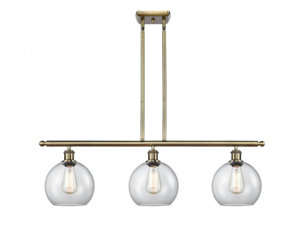 Athens - 3 Light - 36 inch - Antique Brass - Stem hung - Island Light
