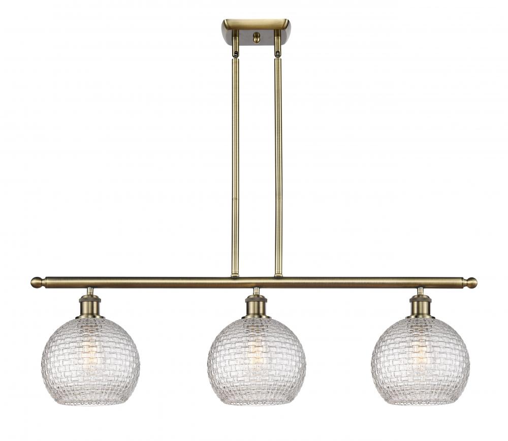 Athens - 3 Light - 36 inch - Antique Brass - Stem hung - Island Light