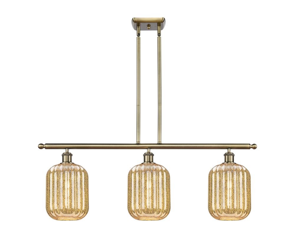 Preston Cylinder - 3 Light - 36 inch - Antique Brass - Stem Hung - Island Light
