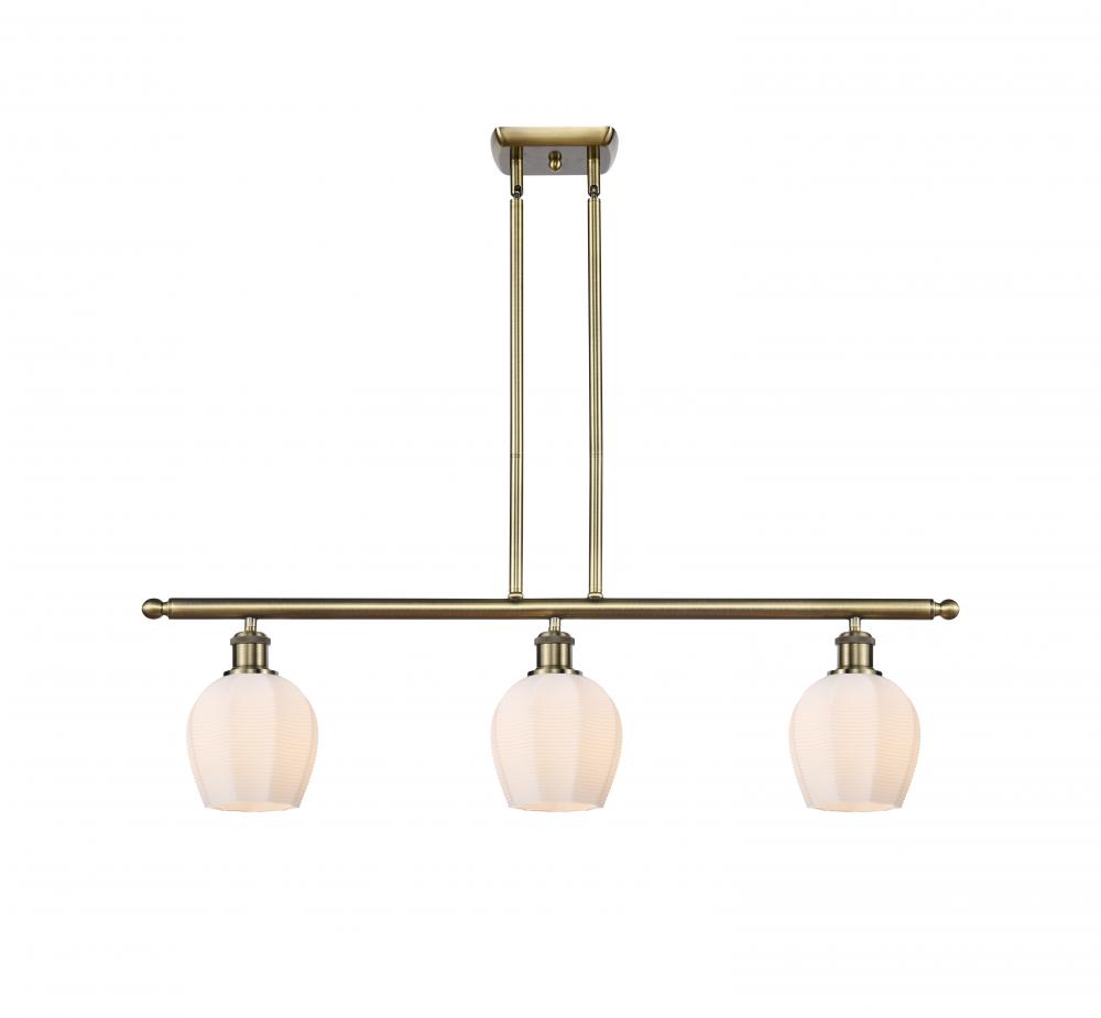 Norfolk - 3 Light - 36 inch - Antique Brass - Stem hung - Island Light