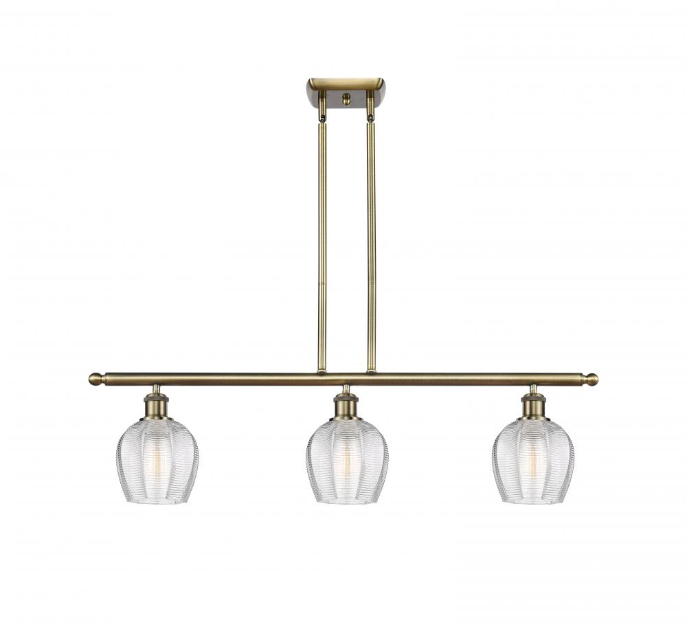 Norfolk - 3 Light - 36 inch - Antique Brass - Stem hung - Island Light