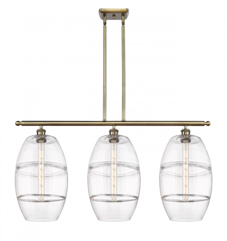 Vaz - 3 Light - 37 inch - Antique Brass - Stem hung - Island Light