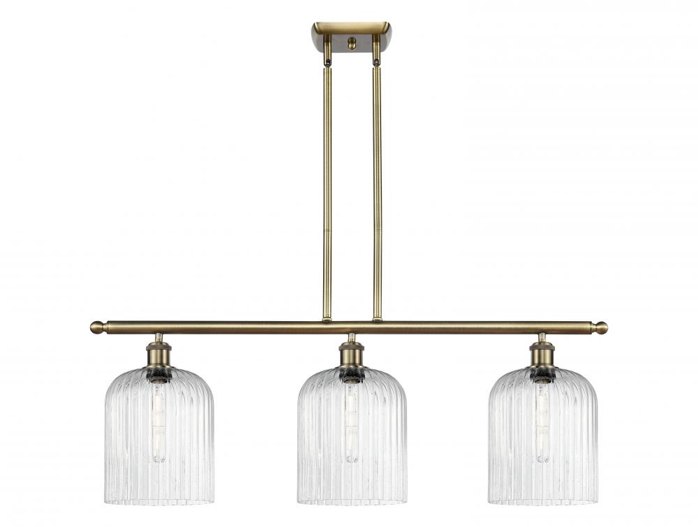 Bridal Veil - 3 Light - 36 inch - Antique Brass - Stem hung - Island Light