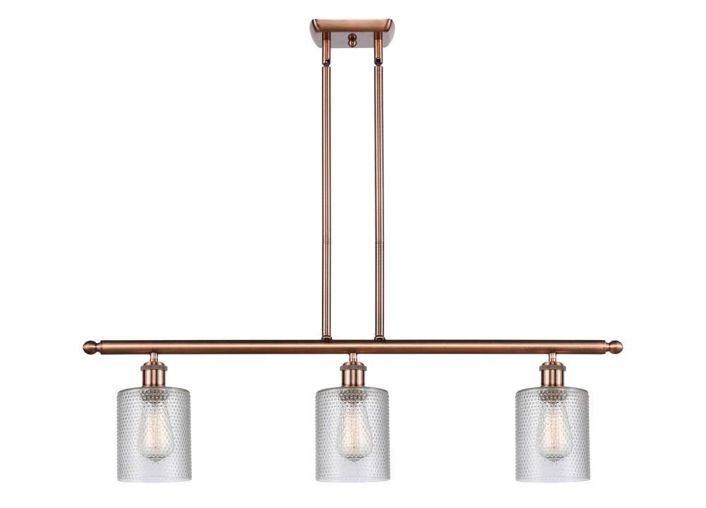 Cobbleskill - 3 Light - 36 inch - Antique Copper - Stem hung - Island Light