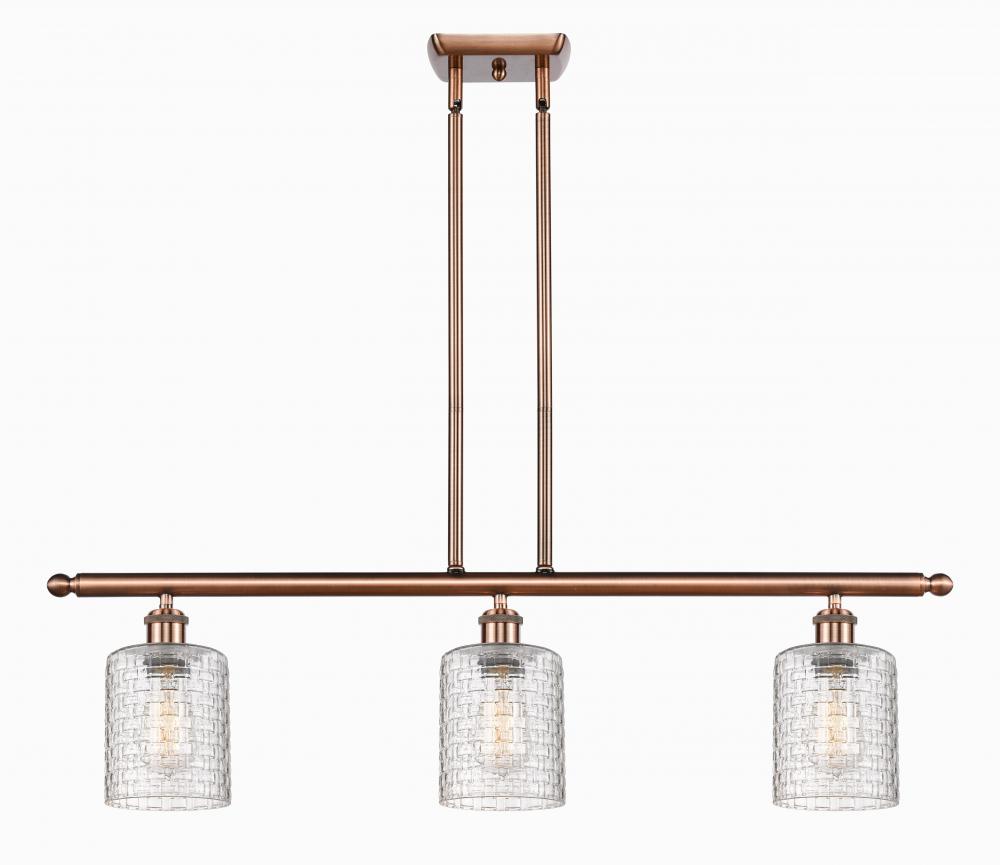 Cobbleskill - 3 Light - 36 inch - Antique Copper - Stem hung - Island Light