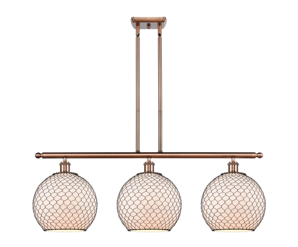 Large Farmhouse Chicken Wire 3 Light Island Light