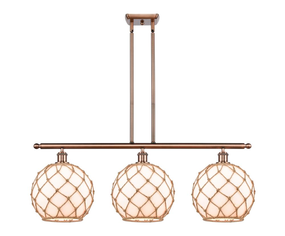 Farmhouse Rope - 3 Light - 37 inch - Antique Copper - Stem hung - Island Light