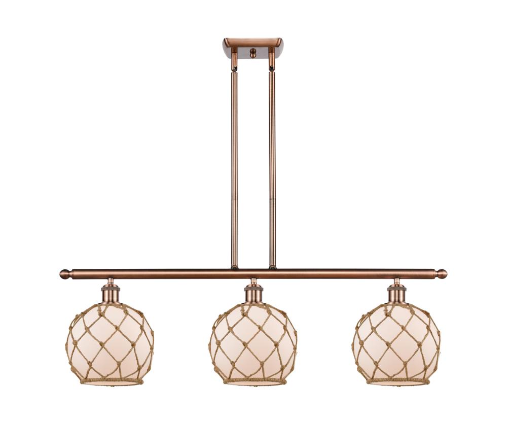 Farmhouse Rope - 3 Light - 36 inch - Antique Copper - Stem hung - Island Light