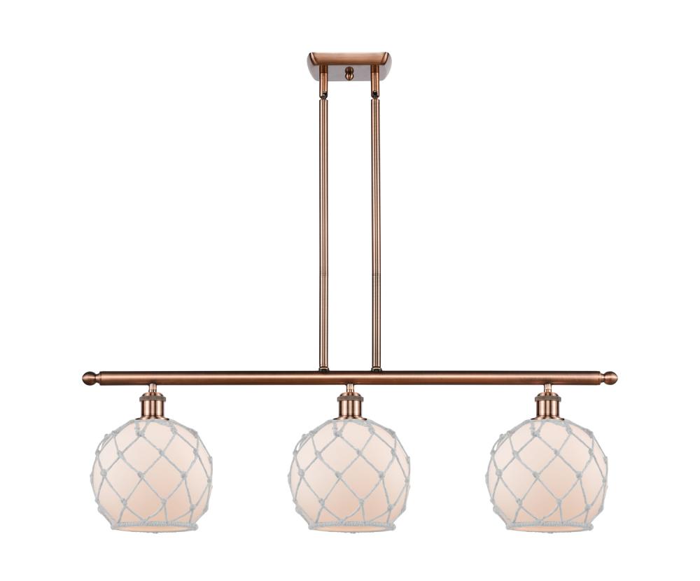 Farmhouse Rope - 3 Light - 36 inch - Antique Copper - Stem hung - Island Light