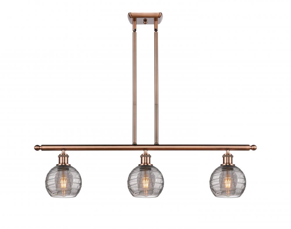 Athens Deco Swirl - 3 Light - 36 inch - Antique Copper - Stem hung - Island Light