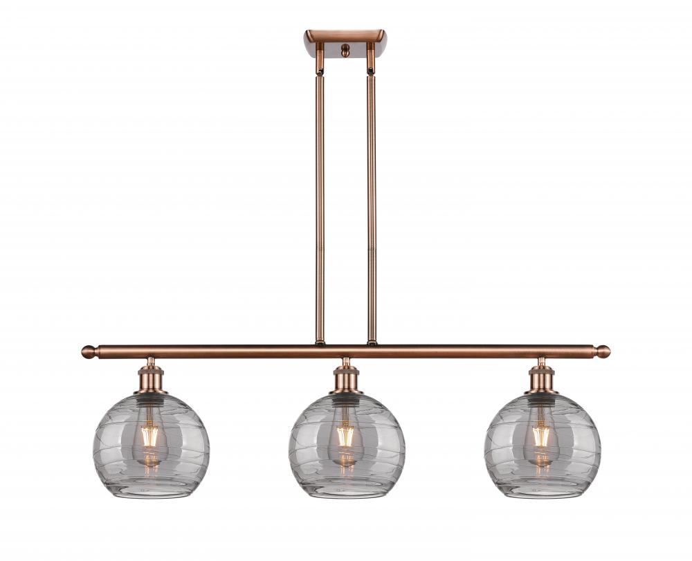 Athens Deco Swirl - 3 Light - 36 inch - Antique Copper - Stem hung - Island Light