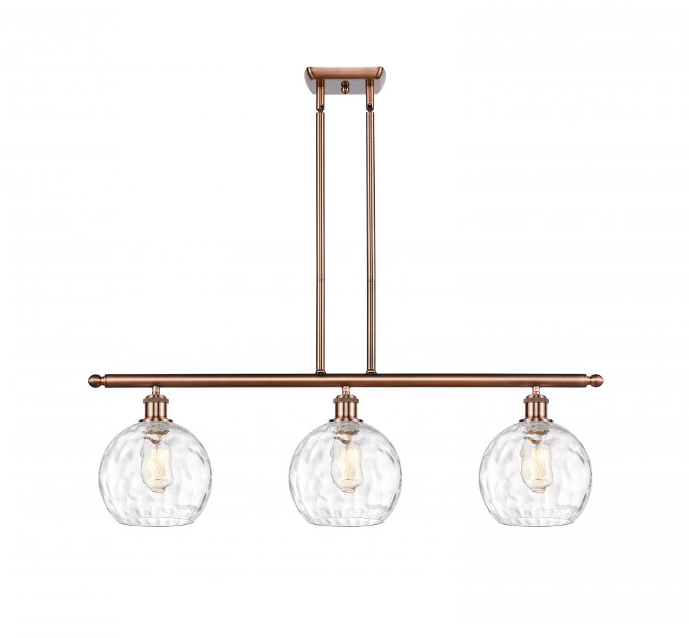 Athens Water Glass - 3 Light - 36 inch - Antique Copper - Stem hung - Island Light