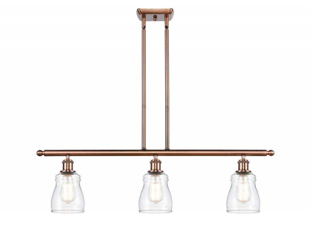 Ellery - 3 Light - 36 inch - Antique Copper - Stem hung - Island Light