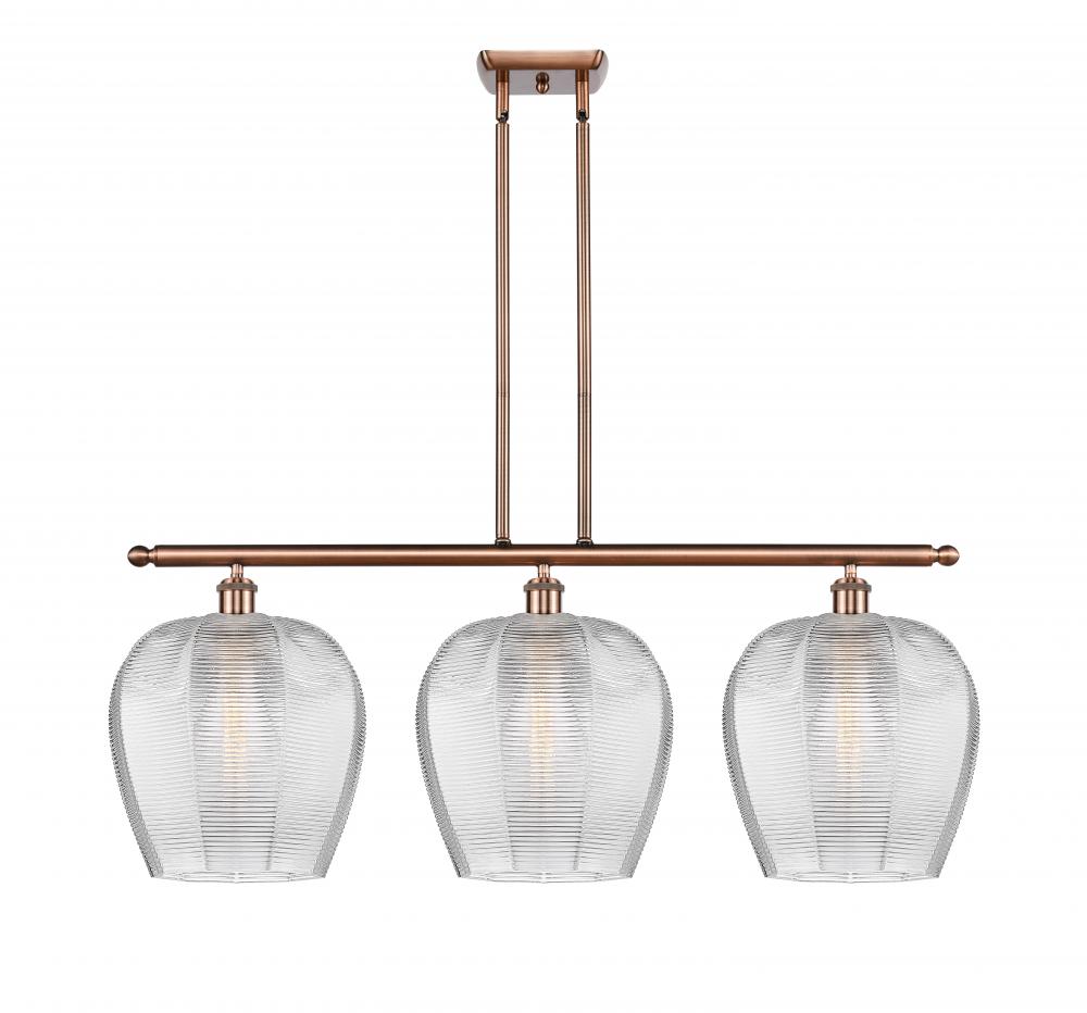 Norfolk - 3 Light - 38 inch - Antique Copper - Stem hung - Island Light