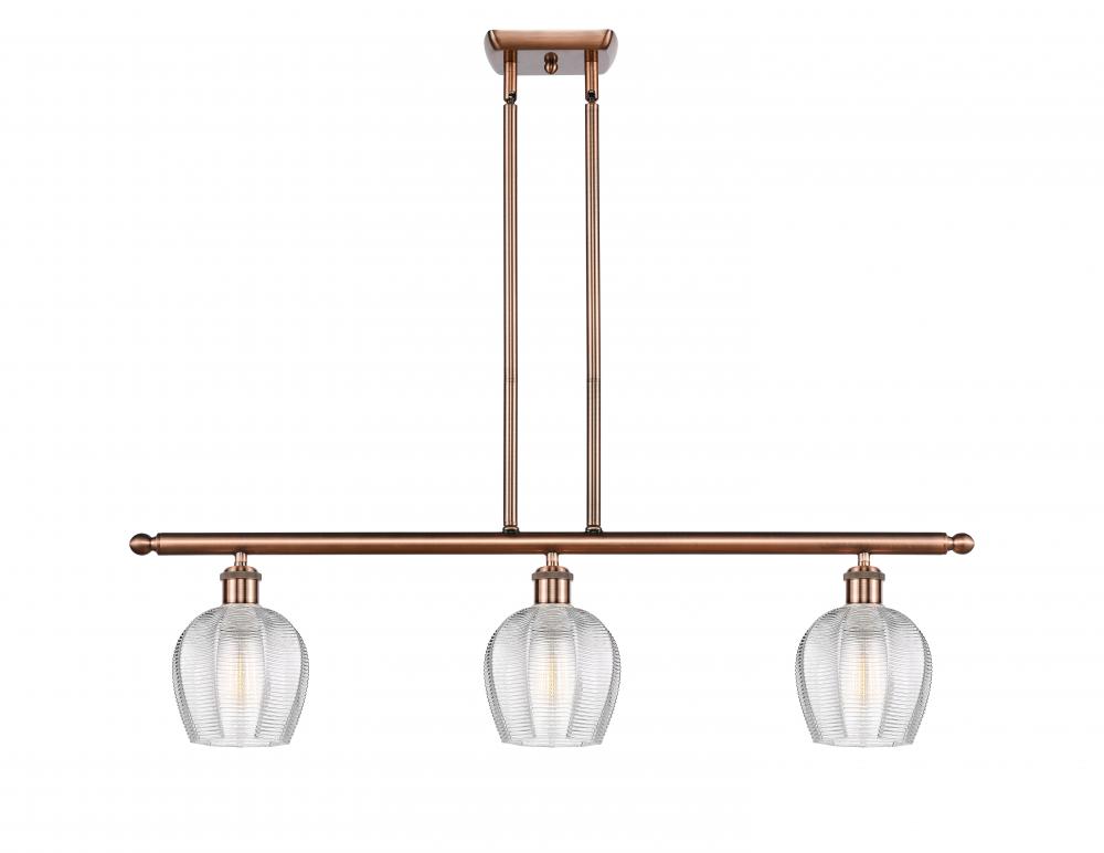 Norfolk - 3 Light - 36 inch - Antique Copper - Stem hung - Island Light