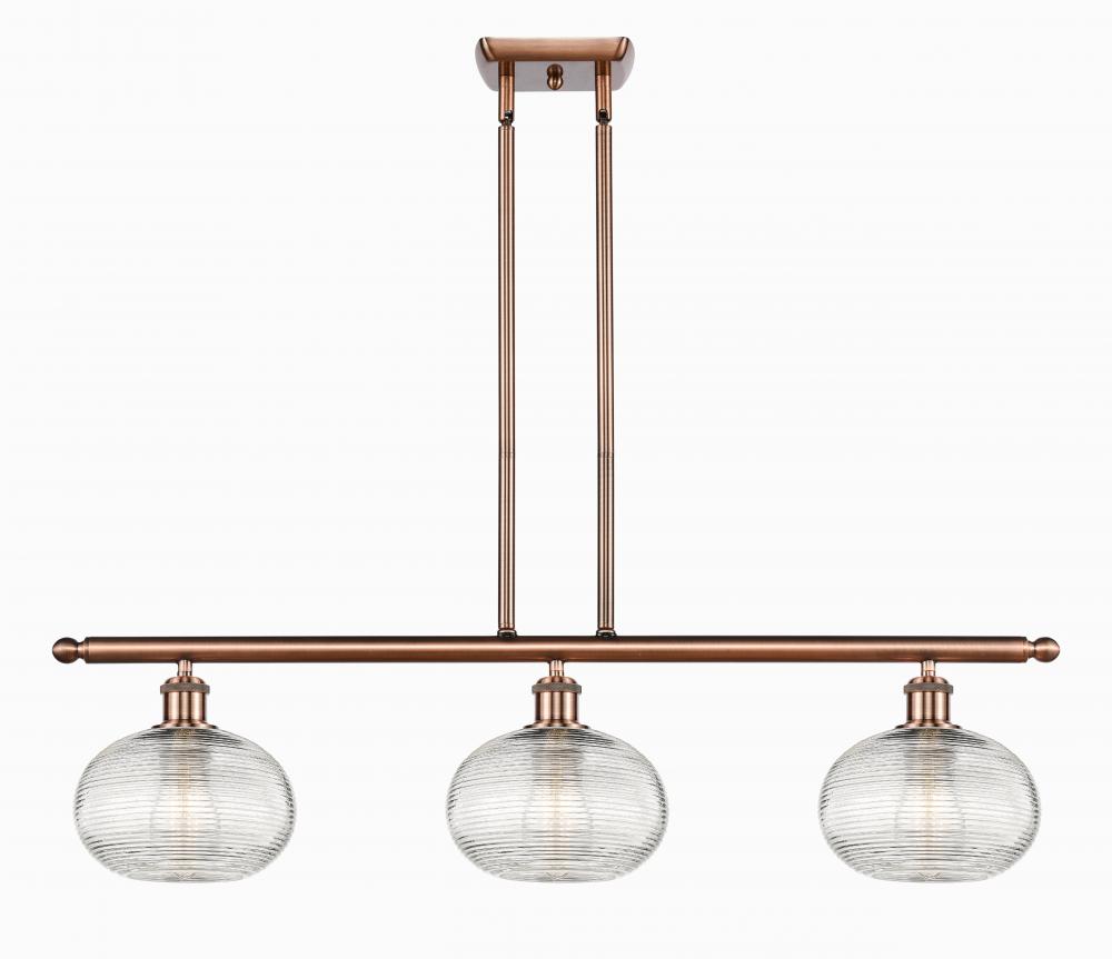 Ithaca - 3 Light - 36 inch - Antique Copper - Stem hung - Island Light