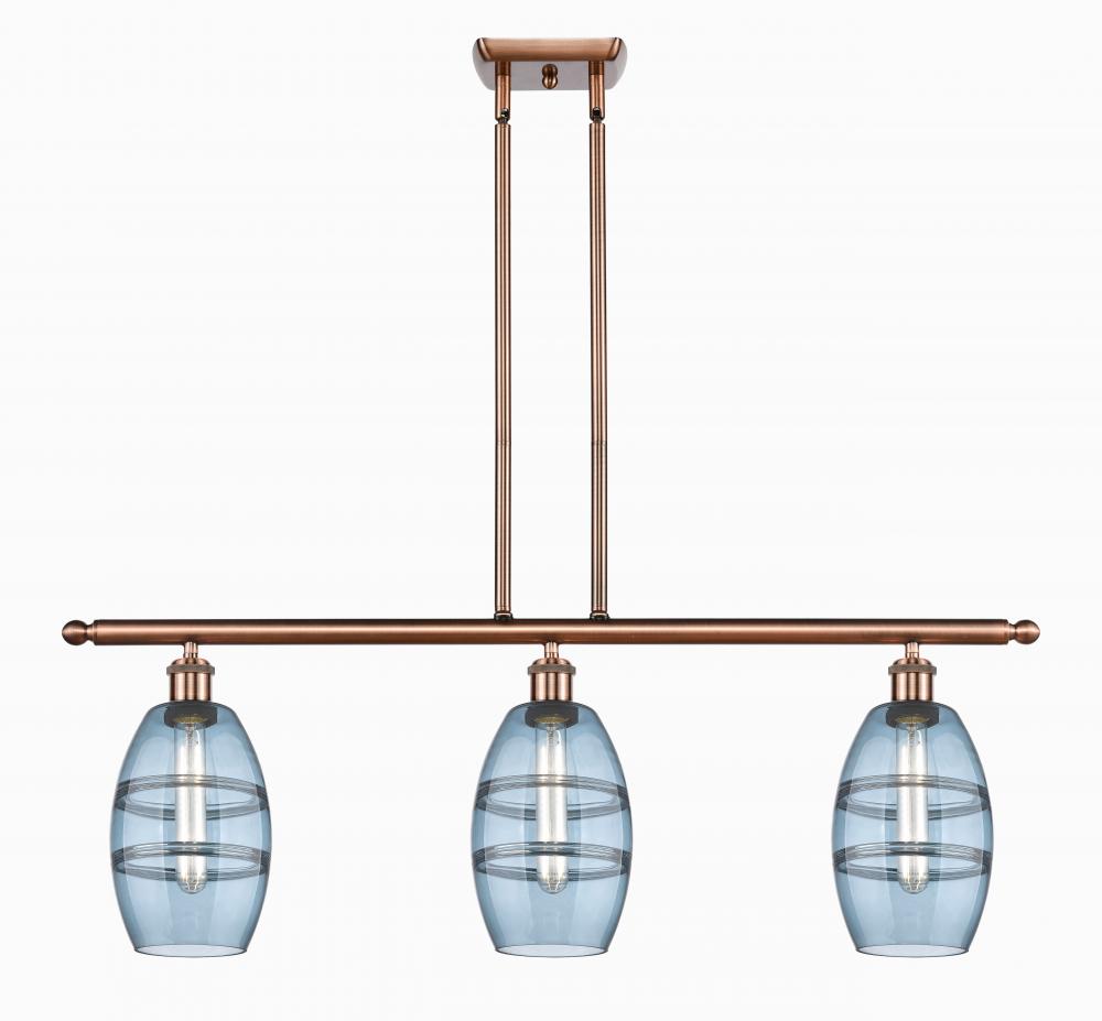 Vaz - 3 Light - 36 inch - Antique Copper - Stem hung - Island Light