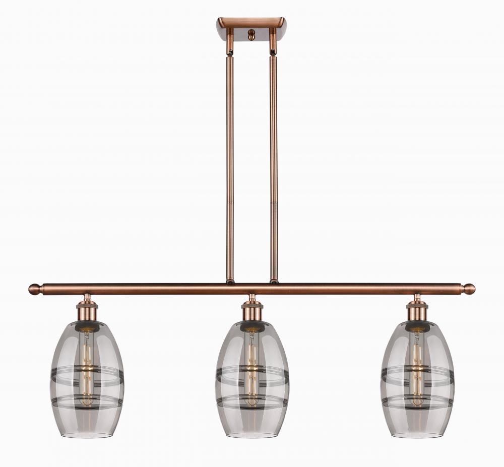 Vaz - 3 Light - 36 inch - Antique Copper - Stem hung - Island Light