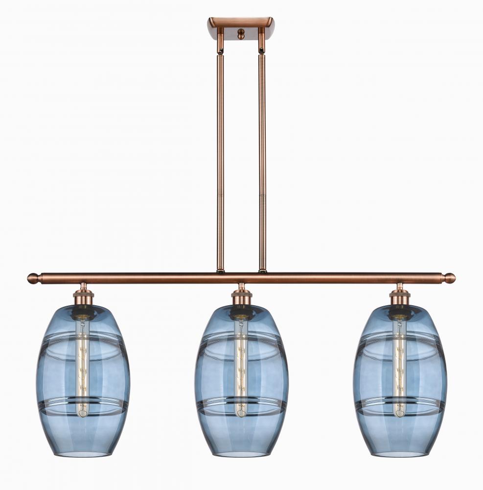 Vaz - 3 Light - 36 inch - Antique Copper - Stem hung - Island Light