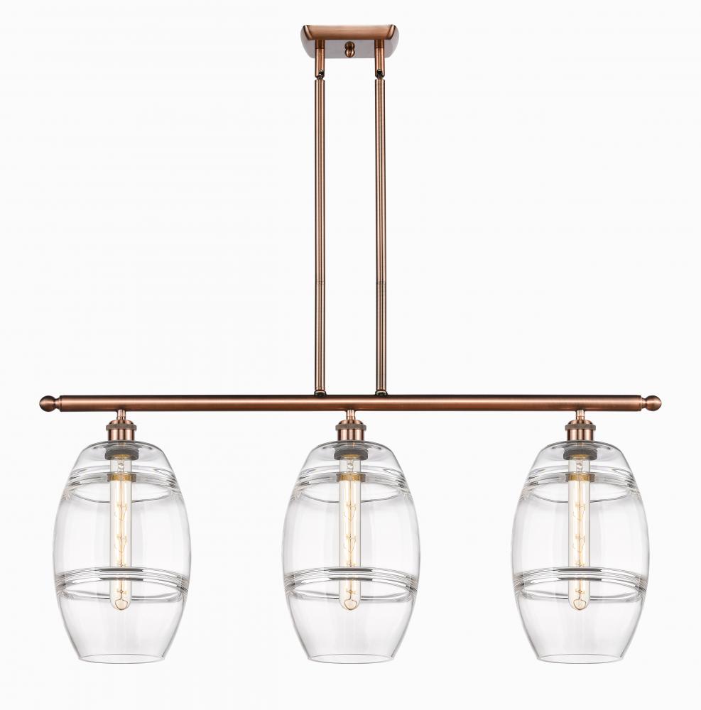Vaz - 3 Light - 36 inch - Antique Copper - Stem hung - Island Light