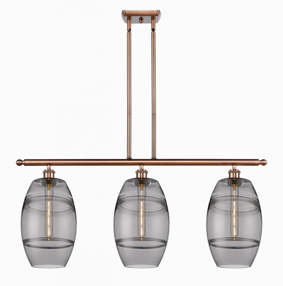 Vaz - 3 Light - 36 inch - Antique Copper - Stem hung - Island Light